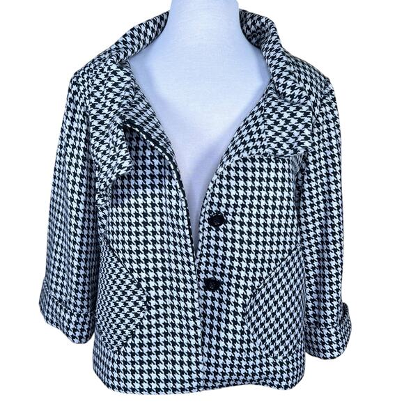 Lis Women’s Houndstooth Cashmere, Wool & Silk Blend Swing Coat Size Large NWT - Picture 4 of 15